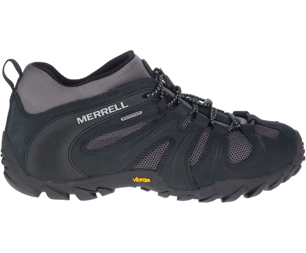 Merrell Hiking Shoes Black/Grey - Chameleon 8 Stretch Waterproof - Mens 30FANYZJQ